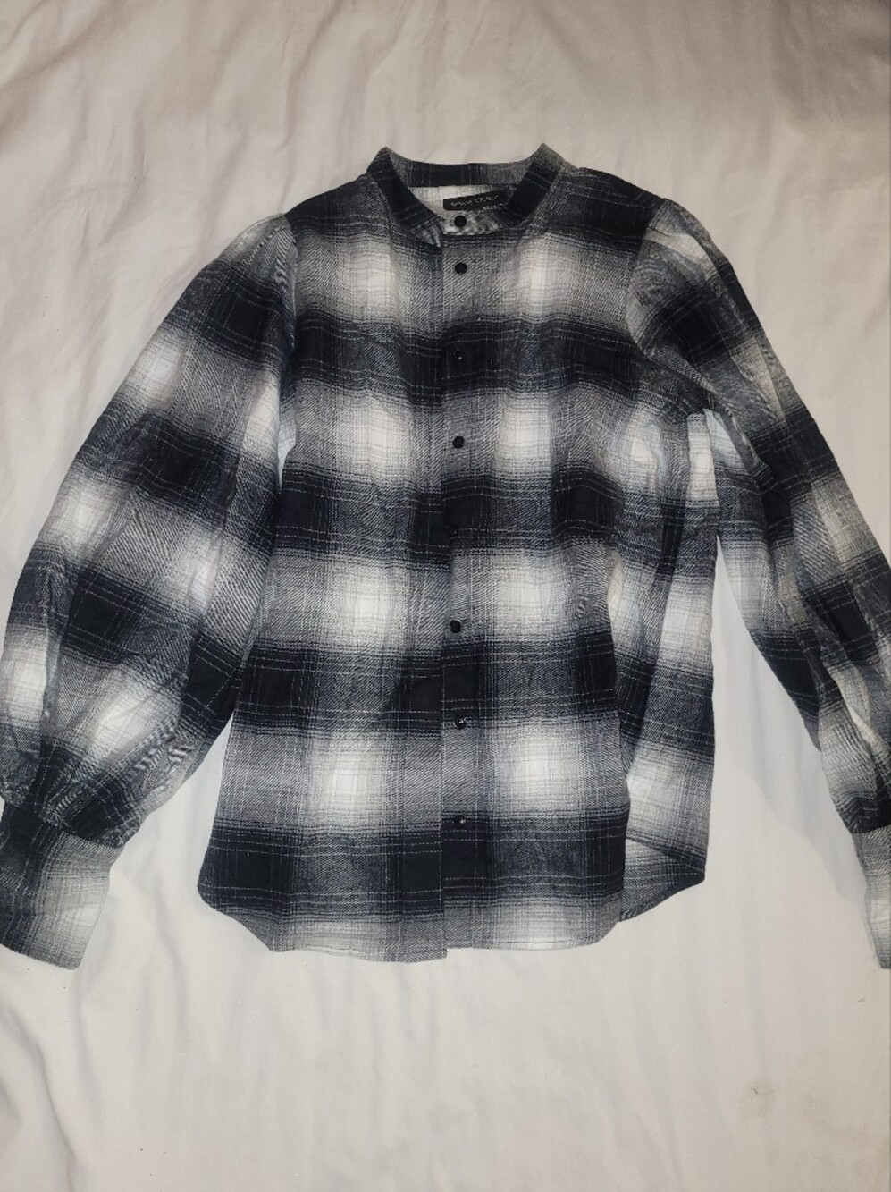 Banana Republic Black and White Plaid Button-Down Shirt